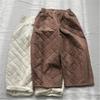 Johnature Women Vintage Straight Pants Solid Color Button Fly Loose Autumn Trousers Warm Thick Casual Women Pants