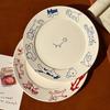 Korean Cute Cat Puppy Graffiti Plate Ins Ceramic Breakfast Plate Vintage Household Utensils Coffee Shop Cake Dessert Fruit Plate