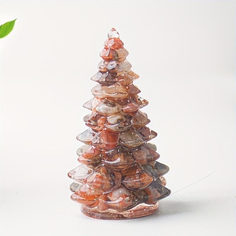 1pc Small Christmas Tree with Natural Crystal Synthetic Gemstone Inside, Lucky and Prosperous Growing Fluorite Bonsai Money Plant
