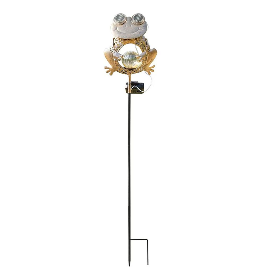 Solar Animal Shape Garden Light with Blinking LED Eyes Metal Animal Statues Ornaments Waterproof for Path Lighting Yard Decor