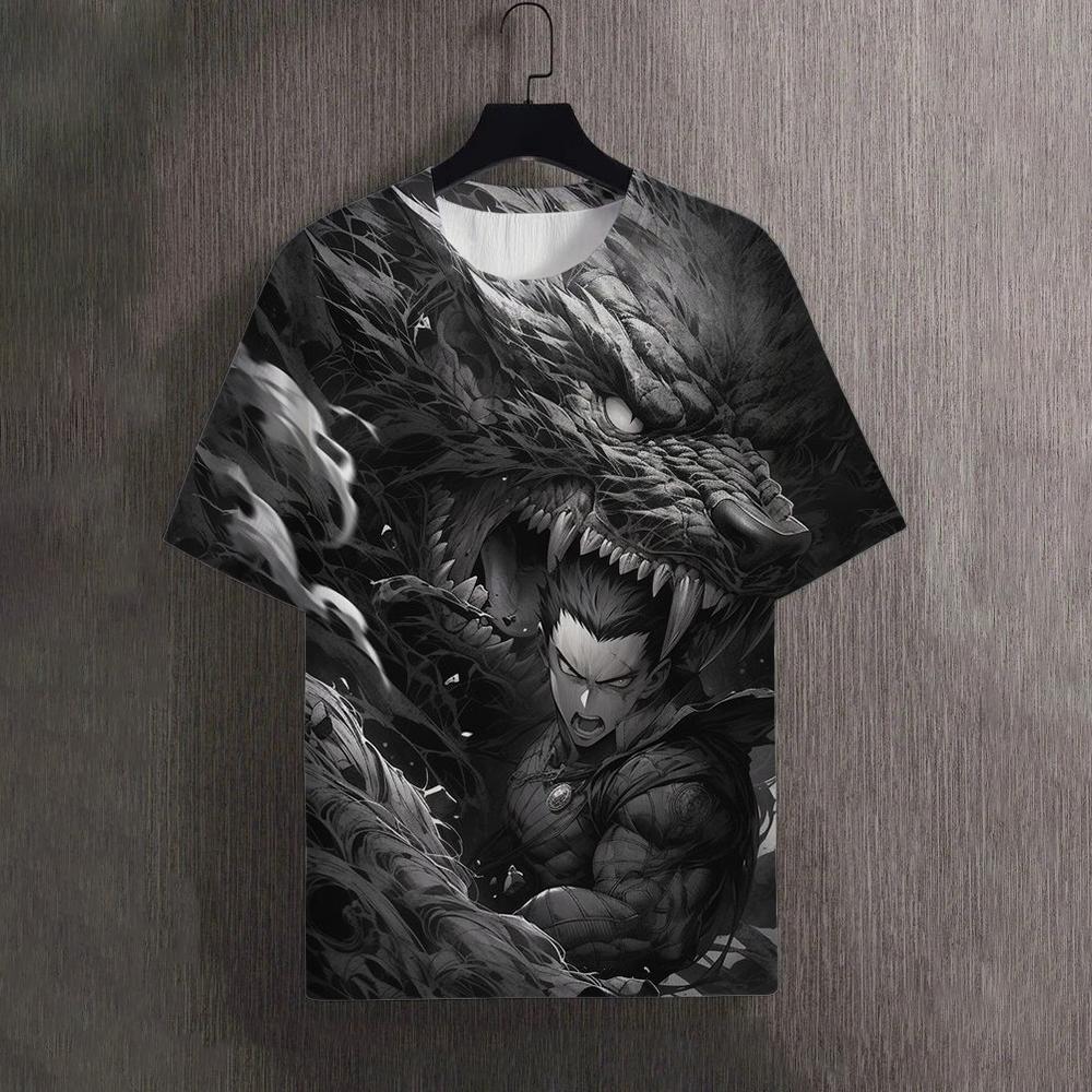 Herre T-skjorter Sommer Dyr Ulv Mønster 3D Trykk Topper Tees Dame Streetwear Mote Oversized T-skjorte Herre Klær
