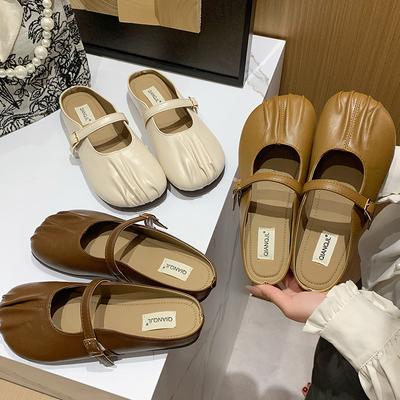 Pantoufles françaises tête vide femmes été extérieur se plie sens du design de niche fond plat mot avec pantoufles cool à talon