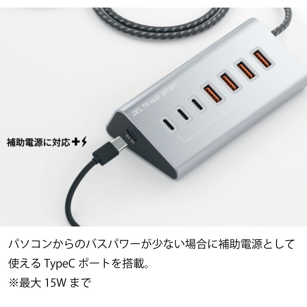 Area DELTA HUB SEVEN USB 10Gbps Auxiliary Power 3.2 Type-C 3-Port, Type-A 4-Port, Type-C 1-Port SD-HC3A4