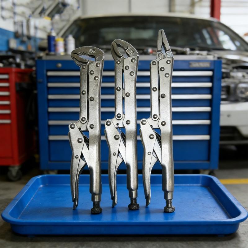 Steel Long Reach Pliers Set Comprising Needle Nose and Round Nose Types for Flexible Automotive Maintenance