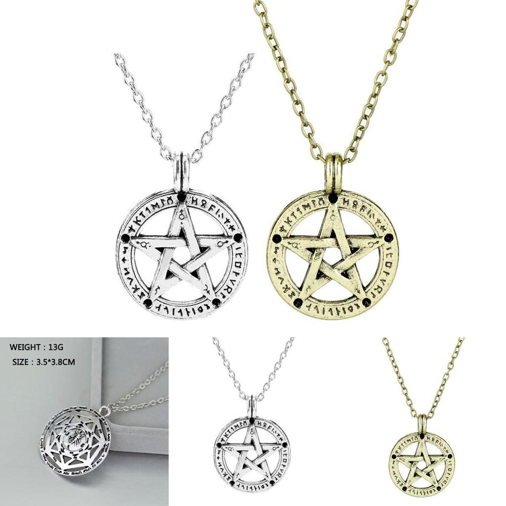 Pendant Ankh Supernatural Necklace With Alloy Material And Snake Chain For Gift And Cosplay Use
