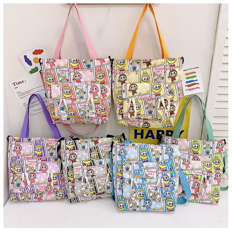 Labubu New Messenger Bag Student Tutoring Bag Shoulder Bag Female Cute Labubu Large Capacity Waterproof Tote Bag