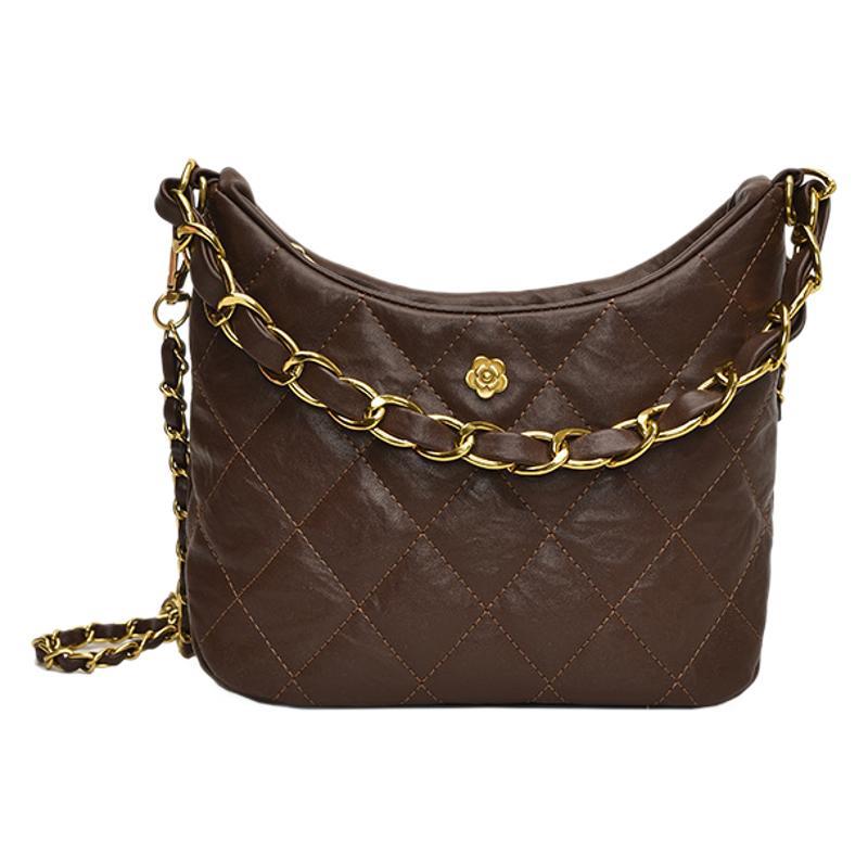 Rhombus chain bag women's 2025 new trendy fashion retro underarm bag niche texture shoulder bag messenger bag