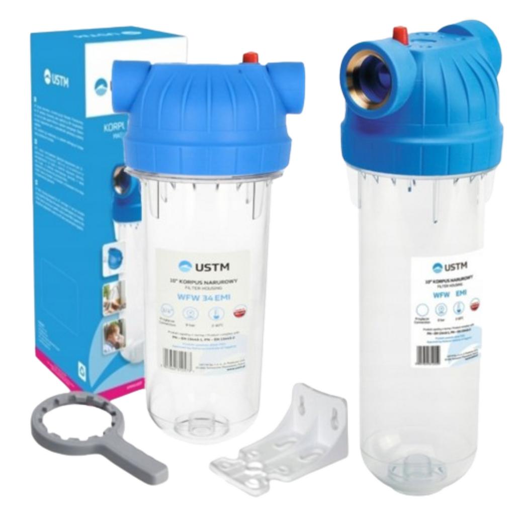 Kompletter Wasserfilterkörper 1" Zoll Emi 10" + Schlüssel + Halterung Ustm