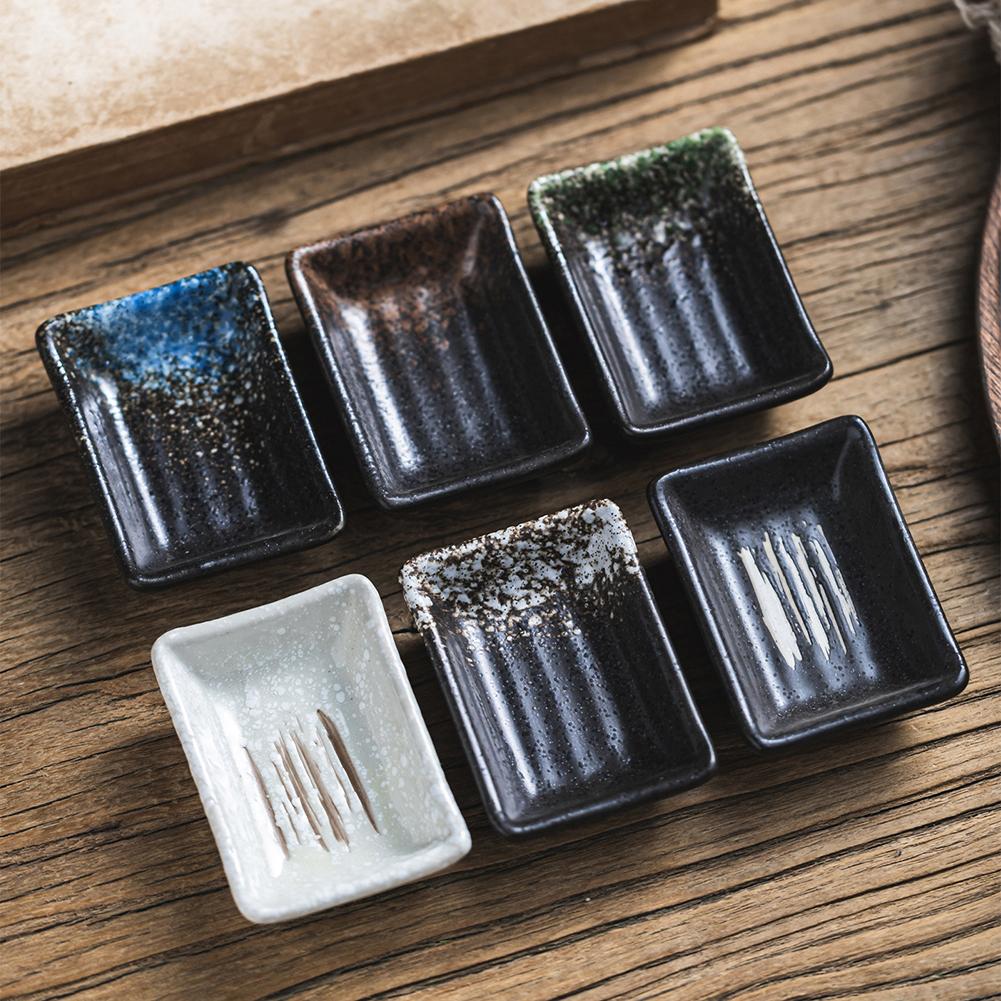 Japanese Sauce Rectangular Dish Household Seasoning Dish Mustard-Soy Small Dish Ceramic Plates Tableware Home Kitchen Supplies