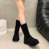 Chunky Platform Thick Sole Woman Mordern Boots Design Round Toe Slip On Shoes 2025 Autumn Winter Short Botas Para Mujer