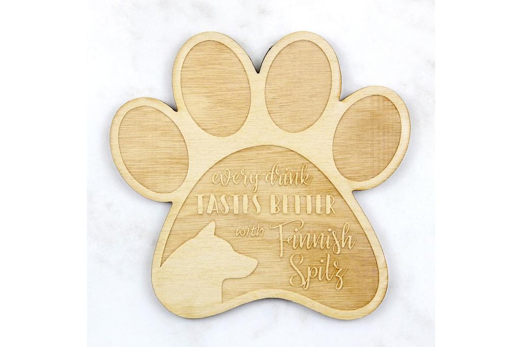 Finnish Spitz, Finnish Hunting Dog, Finnish Spets - Mug coaster, engraved coaster with dog, gift for dog lover by Art-Dog brand