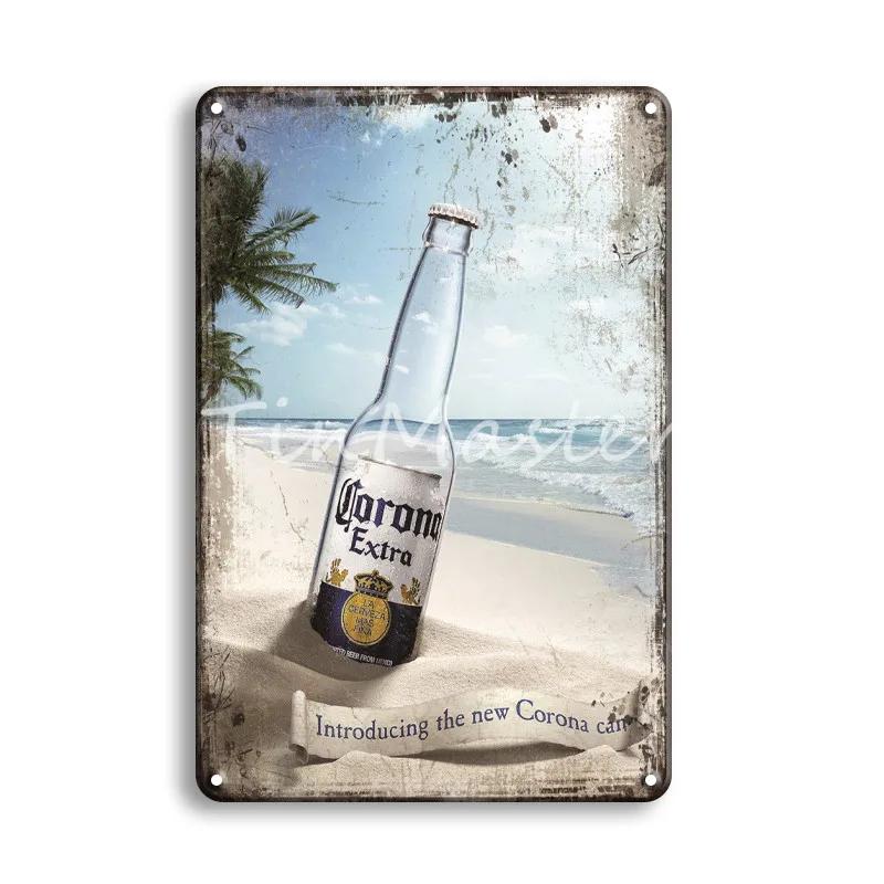 CORONA EXTRA Metal Tin Sign Vintage Beer Poster Decorative Plaques Retro Pub Bar Decor Plate Skull Metal Sign Wall Stickers