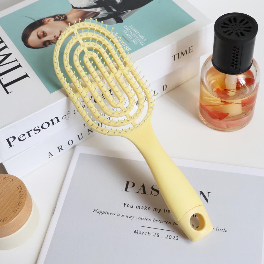 Pettine Massaggiante Curvo per Capelli Folti con Manico Lungo per Capelli Ricci