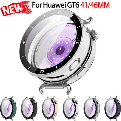 Case+Tempered Glass For Huawei Watch GT 6 41/46mm PC Cover With Scale Hard Bumper Shell For Huawei Band GT6 46/41mm Protector