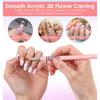 3PCS Brush for Acrylic Nails, Nail Brushes for Acrylic Application, 2/4/5 Sizes with Non-slip Handle, Purple-Pink Gradient for DIY & Home Use