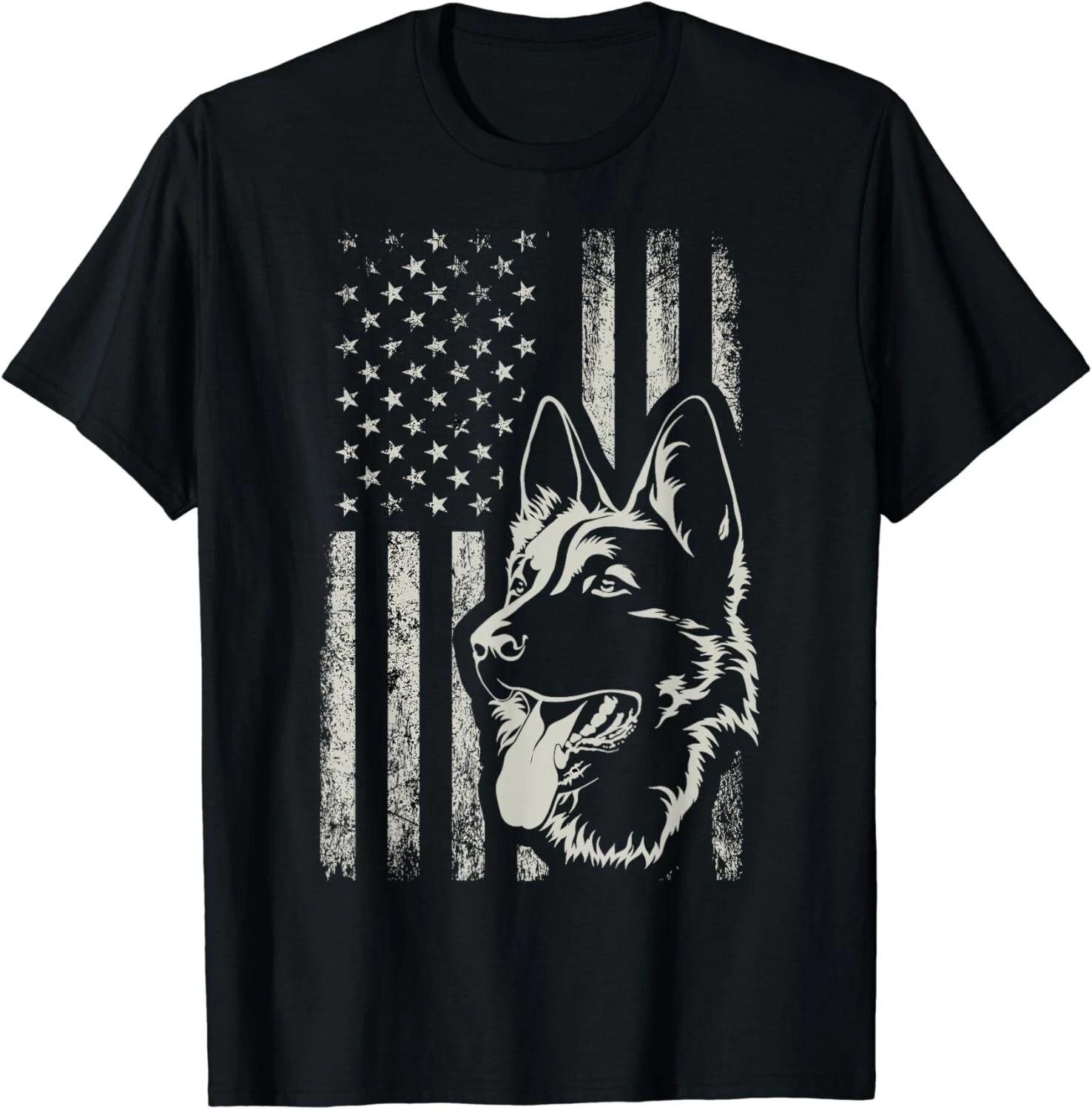 Patriotic German Shepherd AMERICAN FLAG 4th Of July Shepherd Unisex T-Shirt 4XL
