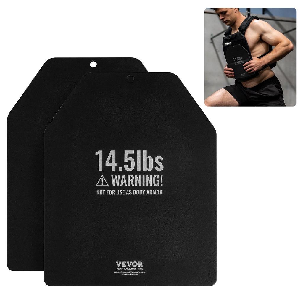 VEVOR Weight Vest Plates, 6.6 KG Pairs, Premium Steel Weighted Plates, Contoured Ergonomic Fit – WODs, Additional Weight for Weight Vests