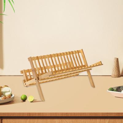 Escurridor de platos de bambú, soporte para cubiertos, escurridor de platos para cafetería y hogar