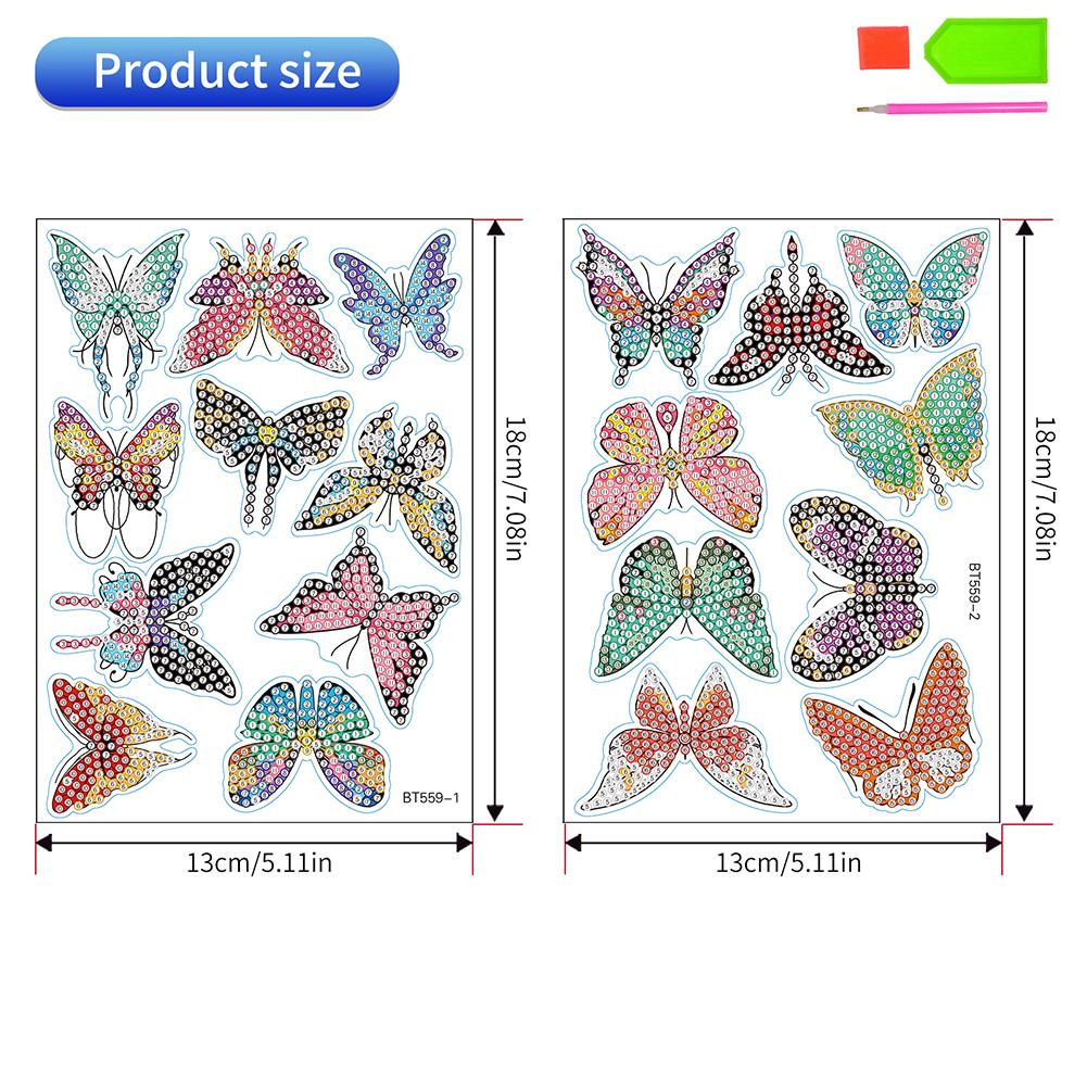 19Pcs Butterfly Diamond Painting Sticker Diamonds Mosaic Stickers DIY Creative Mosaic Sticker Craft for  and Adult Beginners