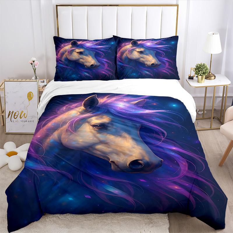 3pcs Celestial Horse Duvet Cover Set -Includes 1 Duvet Cover and 2 Pillowcases, No Quilt Core, All-Season Home Decor  Yy251111143