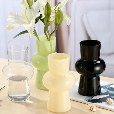 Chinese Style Vase Glass Decorative Vase Smooth Surface Handcrafted Vase Flower Arrangement Desktop Decoration