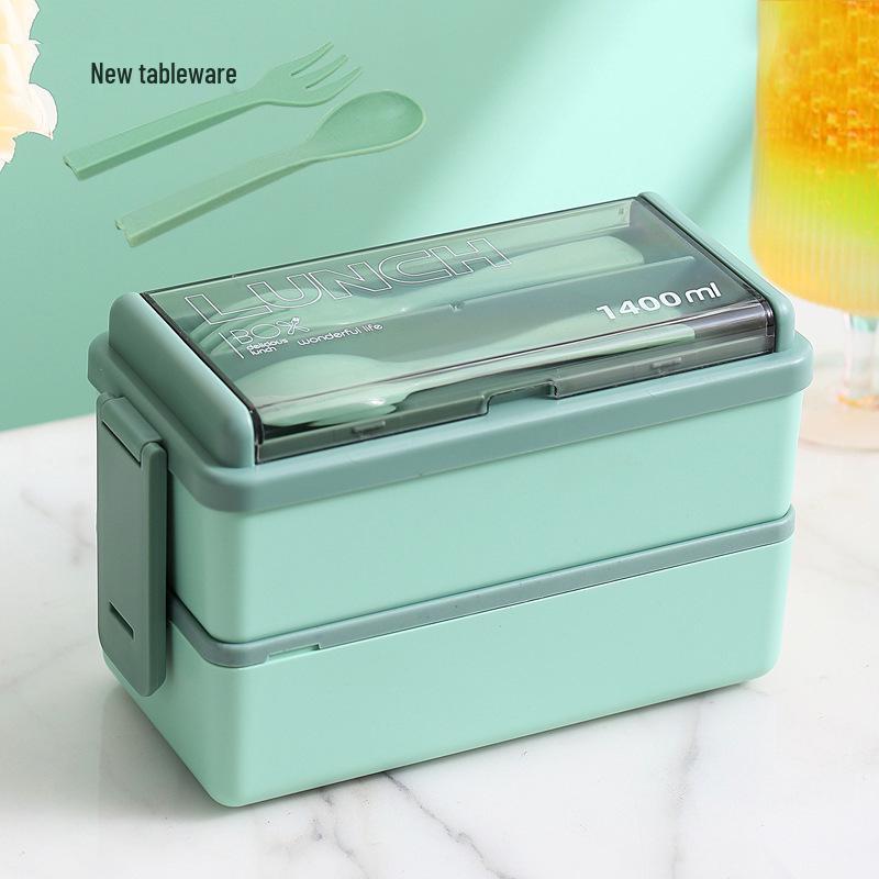 Japanese Double-Layer Insulated Bento Box - Microwaveable & Portable PP Lunch Box Set for Office Workers
