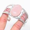 Natural Rose Quartz Gemstone 925 Sterling Silver Cuff Bangle Adjustable P8y50
