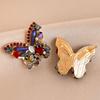 Silver Needle Retro Artificial Crystal Diamond Butterfly Stud Earrings French Court Style Personalized Earrings