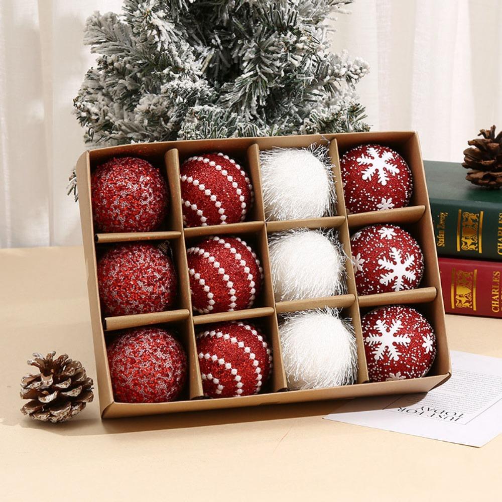 12pcs/box 7CM Christmas Tree Ball Snowflake Foam Ball Crafts New Christmas Ball Home Party