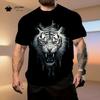Men's Clothing Tiger 3D Pattern T-Shirt Summer Fashion Breathable Men's Short Sleeved Tee Fashion Casual O-Neck Men's Tops