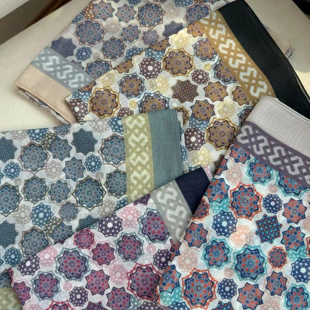 110*110cm Printed Shawl Oversize Head Wrap Headscarf Hair Sleeping Bandanas Large Cotton Feeling Square Scarf Summer Shawl