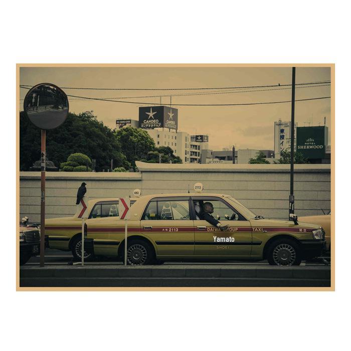 Retro Japanese Street Scene Poster: Izakaya Sushi Restaurant Wall Decor 29.7X42cm (A3 size)