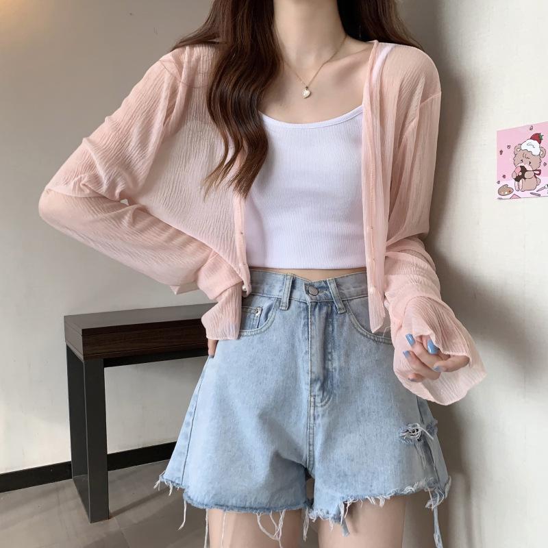 Sunscreen Long-sleeved Sweater for Women Students New Style Shawl Summer Skirt Cardigan Suspender Jacket Trend