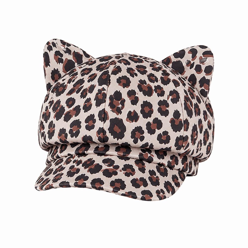 Leopard Print Beret Cap Anti-UV Painter Hat Fashion Cat Ear Hat Outdoor Sports