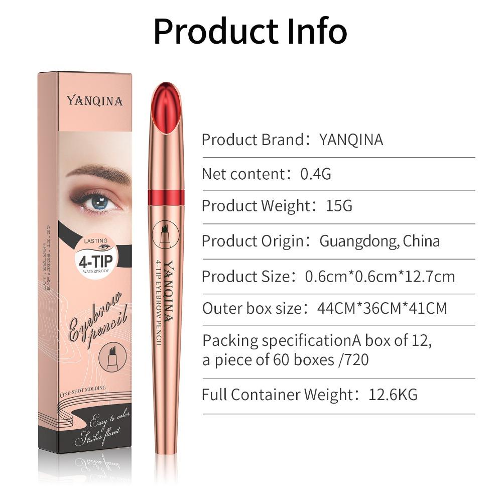 Tekutá tužka na obočí YANQINA Line Eyebrow Pen Čtyřvidličková tužka na obočí