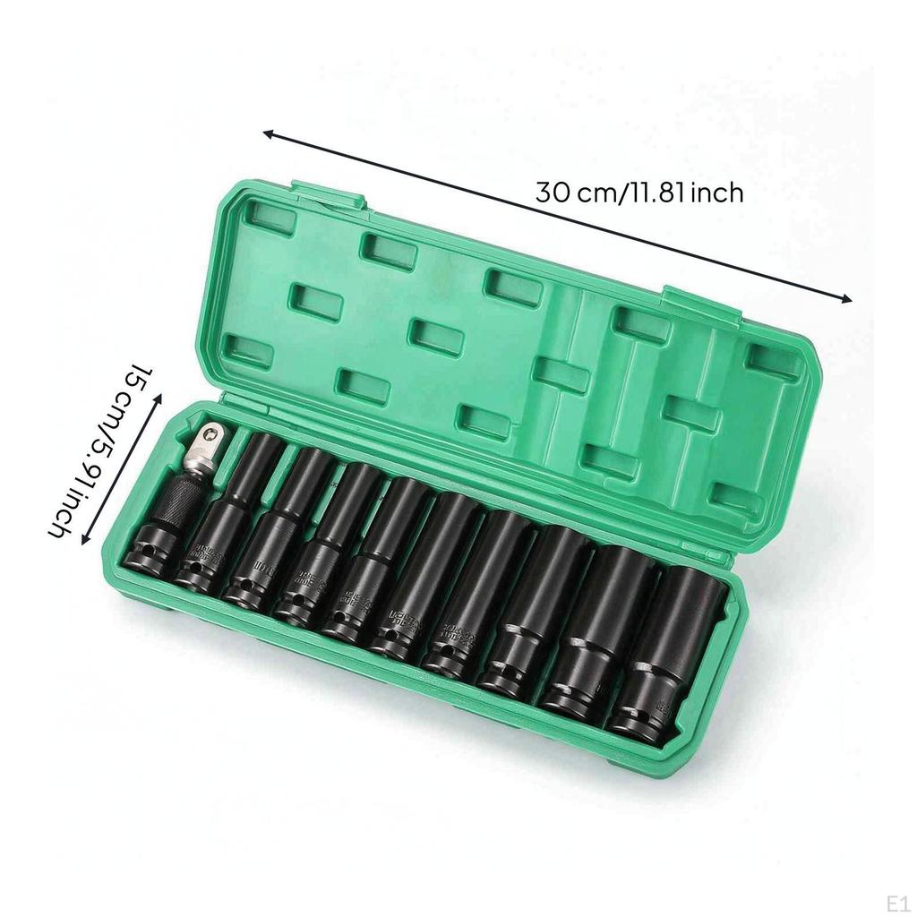 11 Pieces Deep Socket Set Metric Impact HighTurning Power Tool for Mechanics, Amateur