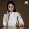 Vase Brass Material, Tabletop Ornament Simple and Modern New Chinese Style Suitable for Living Room Study Home Decoration Crafts