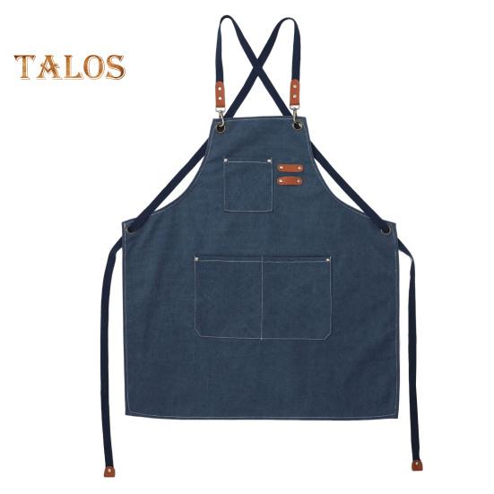 

Фартук для приготовления пищи, водонепроницаемый, грязный, хлопковый, практичный, для ресторана, кухни, спецодежда для шеф-повара, фартук с защитой от пятен, повседневная одежда синий