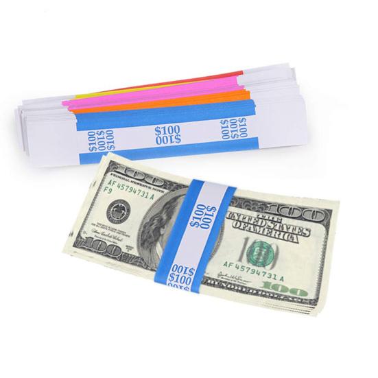 450Pcs Money Band Bundle 9 Color Self-Sealing Cash Straps Denomination Sorting Ideal for Banks Retail Hospitality