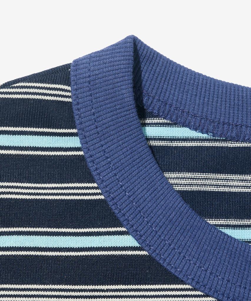 TAILOR STUDIO Authentic Soft Logo Stripe T-Shirt (Navy/Blue)
