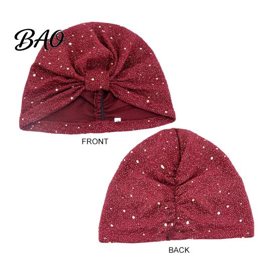 Non-strangling Headwear Turban Hat for Women, Sequined Crepe Fabric Headwrap, Ethnic Women Style Knotted Front Headwrap All Face Shapes Stable Fit