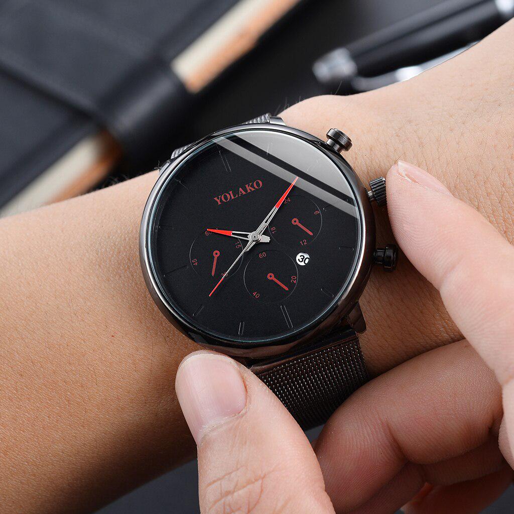 Ofertă bună pentru bărbați Ceas de afaceri din plasă din oțel inoxidabil negru Ceas sport de lux cu ceasuri de mână Ceas de cuarț pentru bărbați