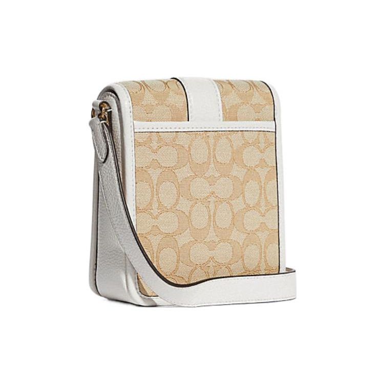 Coach N/S 15 Flap Closure Adjustable Shoulder Strap Signature Jacquard Pebble Leather Camellia Crossbody Bag Small Women crossbody bag C8321-IMDQC