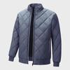 Men's Cross-Border Stand-Up Collar Cotton Coat: Diamond Plaid, Plus Velvet, Casual, All-Match for Middle-Aged and Youths.