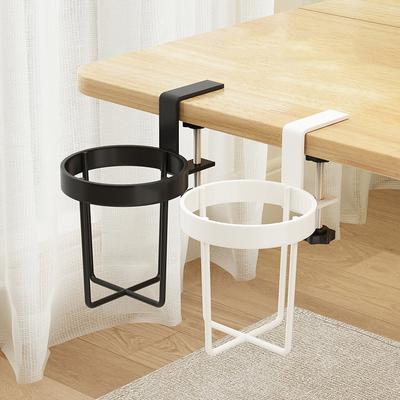 Metal Desk Drinks Holder Desk Mount Cup Holder Side Table Cup Holder Clip On Mounted Table and Stainless Steel Holder