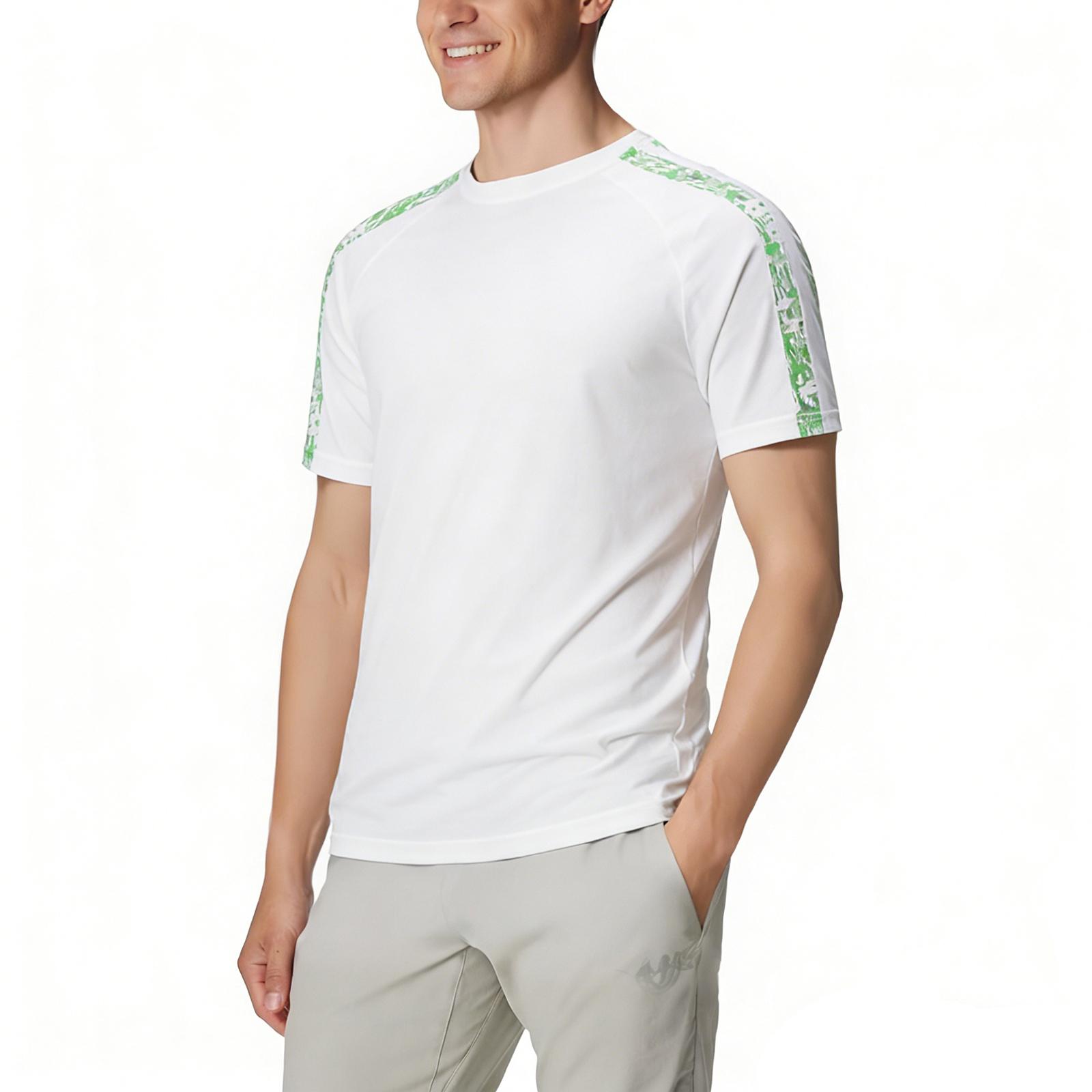 

Men s Summer Skinny Ice Silk Breathable Round Neck Quick-drying Clothing Casual Sports T-shirt Tops XXXL білий
