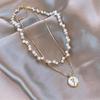 Freshwater Pearl Double Stacked Necklace Collarbone Chain Light Luxury Rose Pendant Neck Chain Light Luxury Shijia Pearl Necklace