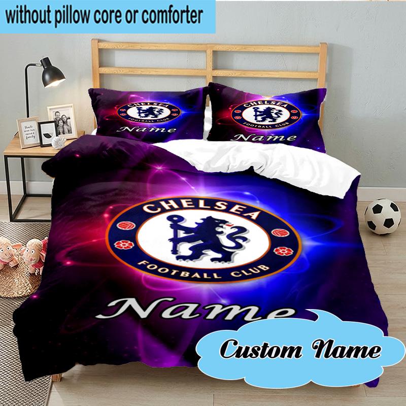 3PCS Custom Name Chelsea Crest Artwork Bedding Set, Including 1pc Duvet Cover And 2pcs Pillowcases, Suitable for dorms and bedrooms Gift
