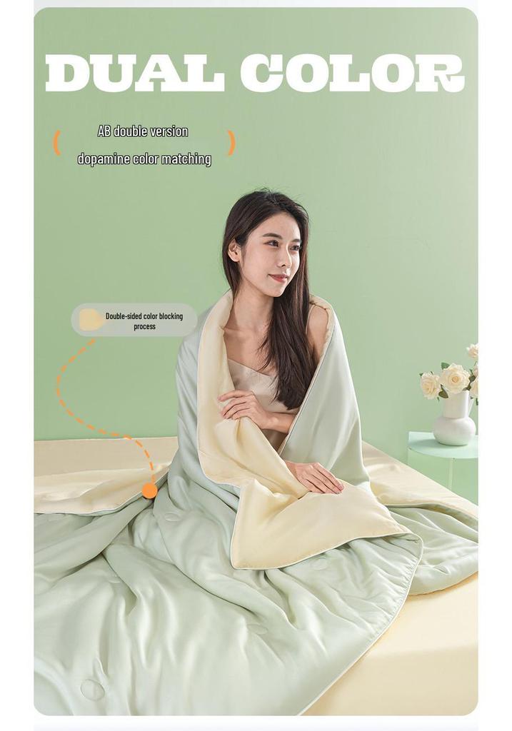Summer Ice Silk Quilted 4-Piece Set: Lightweight, Machine Washable for Single & Double Beds
