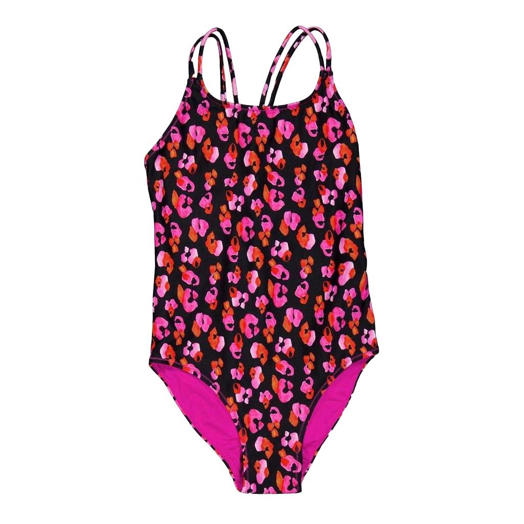 Biba Girls Leopard Print Cross Back One Piece Swimsuit